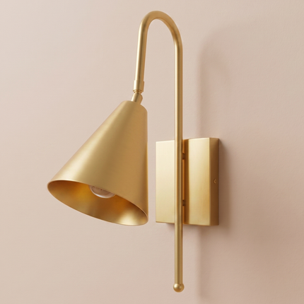 Gold Brass Wall Sconce, Modern Brass Wall Lamp, Gold Sconce Light, Bedroom Lighting, Reading Light, Entryway & Living Room Light Hallway