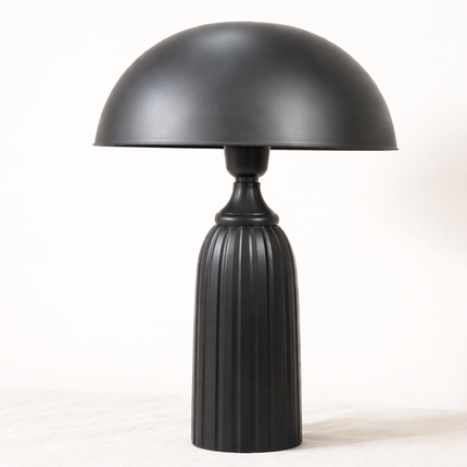 Table Lamp – Modern Matte Black Mushroom Dome Table Lamp with Ribbed Base | Minimal Bedside Desk Lighting for Luxury Contemporary Interiors