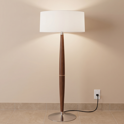 Floor Lamp Modern Wooden, Mid Century Modern Standing Lamp with White Drum Shade, Scandinavian Living Room Bedroom Lighting Lamp Home Decor.