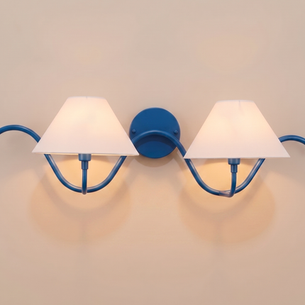 Modern Blue Double Wall Sconce Minimalist Wall Light, Elegant Hardwired Lighting Fixture for Bedroom Living Room Hallway Entryway Décor