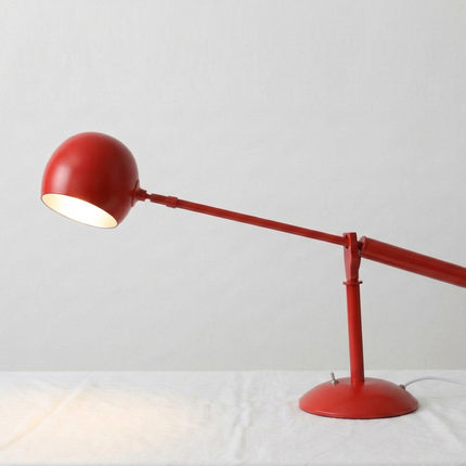 Table Lamp – Modern Red Adjustable Arm Desk Lamp with Dome Metal Shade | Contemporary Industrial Task Lighting for Office and Study Room
