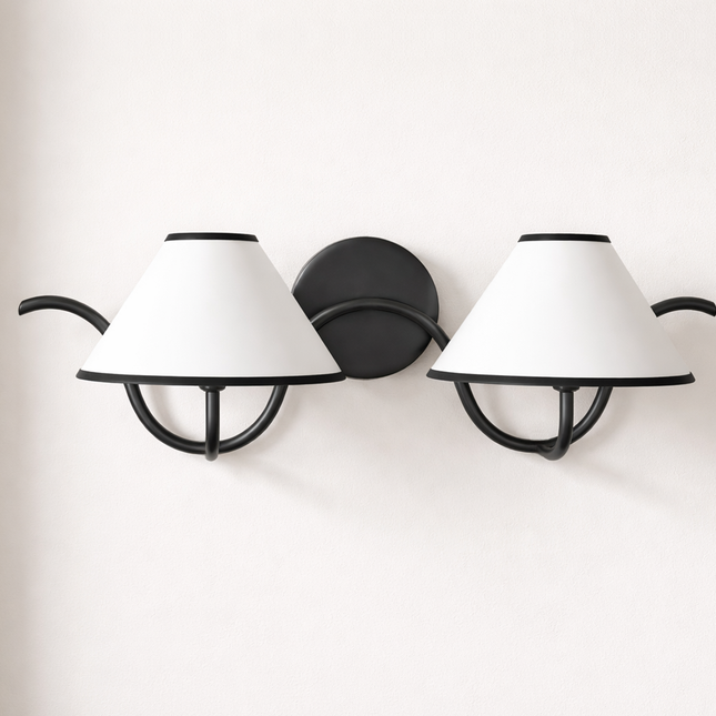 Wall Light Black Trim Twin Shade Sconce, High End Modern Wall Fixture, Scandinavian Designer Interior Lighting