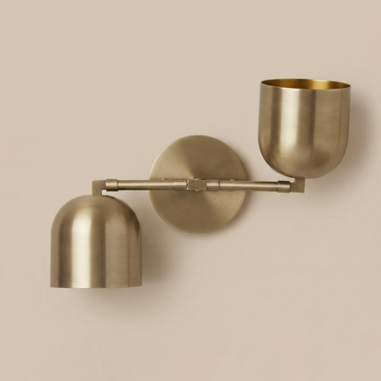 Antique Brass Wall Sconce, Modern 2 Light Wall Lamp, Mid Century Lighting Fixture, Bedroom Sconce, Living Room, Dining Room, Vanity Light