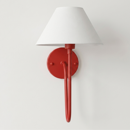 Wall Light Red Fabric Shade Wall Sconce, Modern Artistic Bedroom Bedside Lamp, Luxury Scandinavian Lighting Fixture