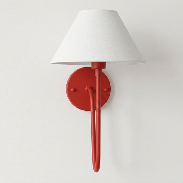 Wall Light Red Fabric Shade Wall Sconce, Modern Artistic Bedroom Bedside Lamp, Luxury Scandinavian Lighting Fixture