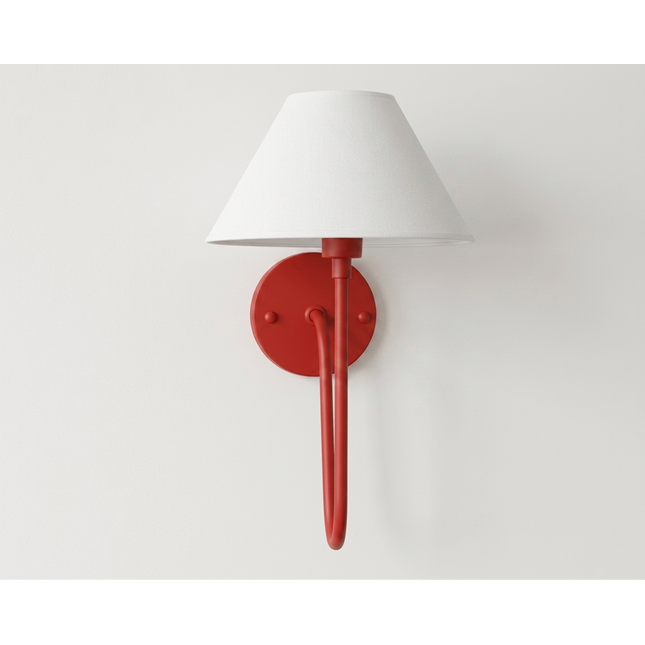Wall Light Red Fabric Shade Wall Sconce, Modern Artistic Bedroom Bedside Lamp, Luxury Scandinavian Lighting Fixture
