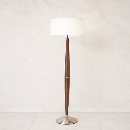 Nickel Plated Wood Floor Lamp: 55" Tall with White Shade matte black