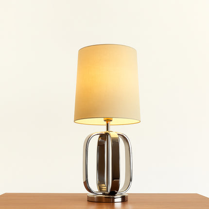 Silver Steel Table Lamp: Modern Bedside Night Ligh white