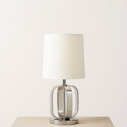 Silver Steel Table Lamp: Modern Bedside Night Ligh white