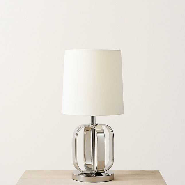 Silver Steel Table Lamp: Modern Bedside Night Ligh white