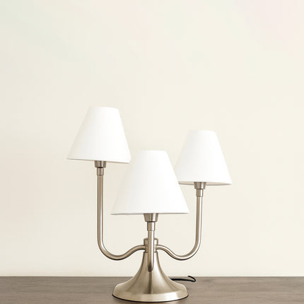 Silver Triple Shade Table Lamp - Modern Home Decor white