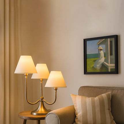 Silver Triple Shade Table Lamp - Modern Home Decor white