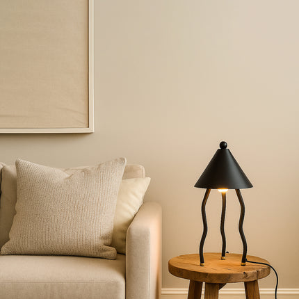 Table Lamp Modern Decorative Metal Bedside Light with Fabric Shade for Bedroom Living Room Study Table Home Office Accent Lighting