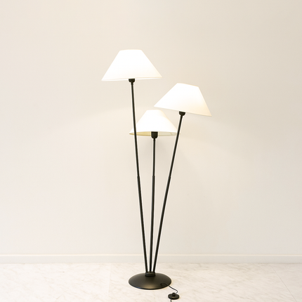 Matte Black Floor Lamp: Three Shade Design, 59" Tall black