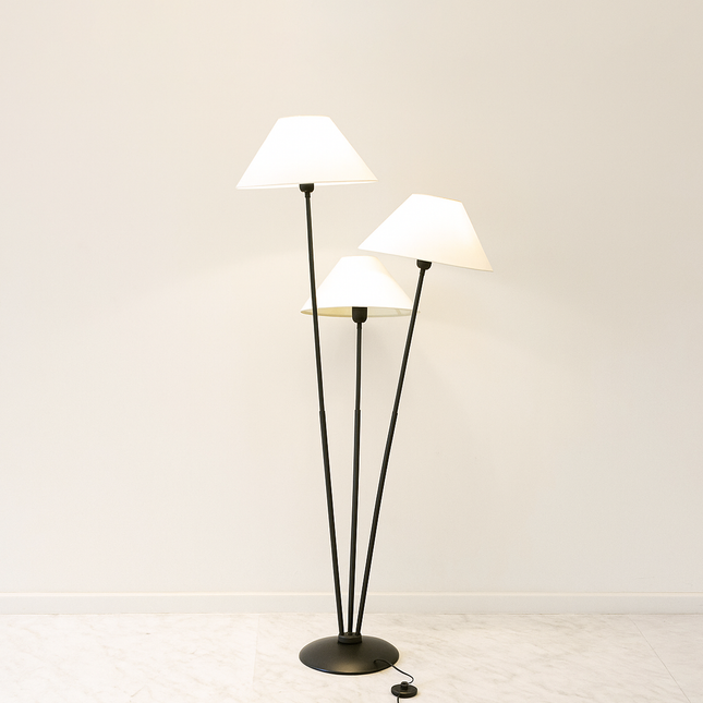 Matte Black Floor Lamp: Three Shade Design, 59" Tall black