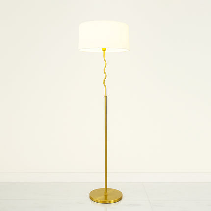 Handmade Brass Floor Lamp with White Shade: Mid Century Modern wood