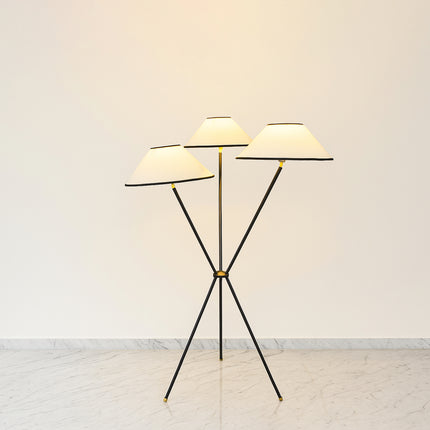 Matte Black Floor Lamp: Modern Steel 3-Shade Design black