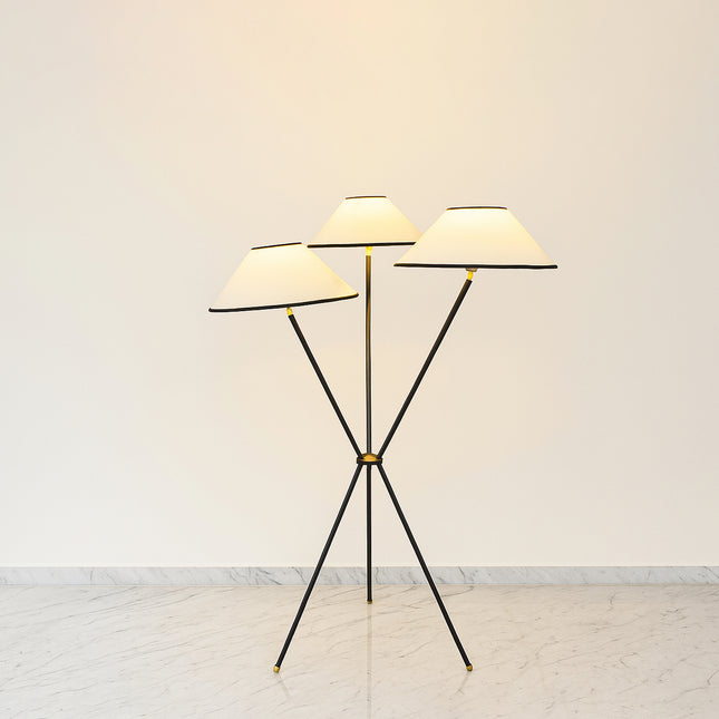 Matte Black Floor Lamp: Modern Steel 3-Shade Design black
