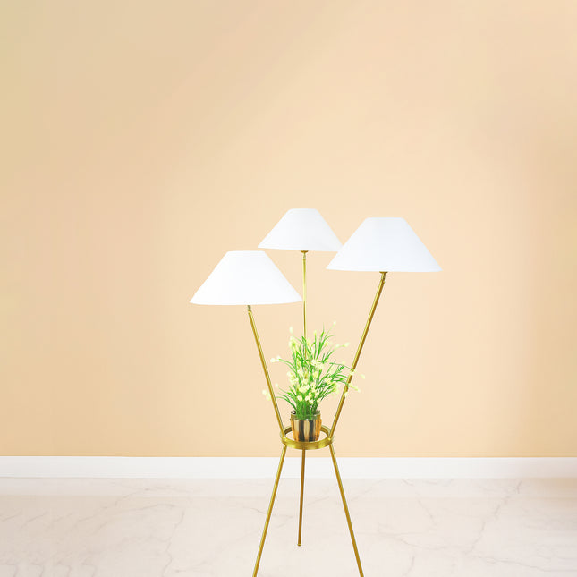 Golden Floor Lamp with Three Shades: Living Room Lighting matte black
