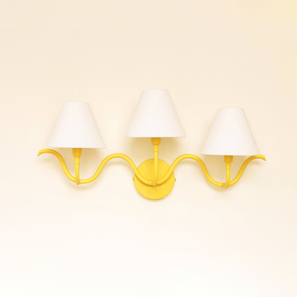 Illuminate Your Space with Yellow Triple Shade Sconces Yellow Golden