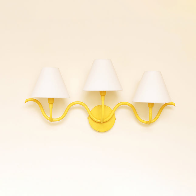 Illuminate Your Space with Yellow Triple Shade Sconces Yellow Golden