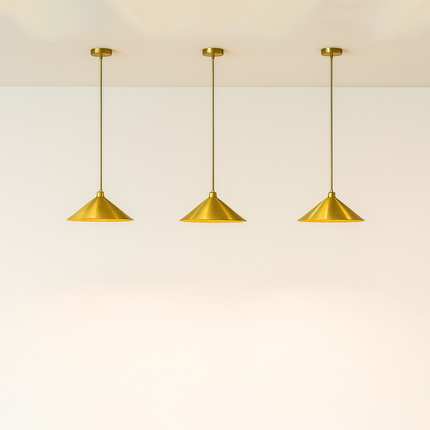 Golden Aluminum Pendant Light: Handmade Accent Lamp with Plug-In Cord golden