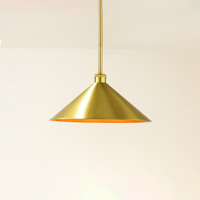 Golden Aluminum Pendant Light: Handmade Accent Lamp with Plug-In Cord golden