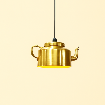 Golden Teapot Hanging Light - Quirky Kitchen Island Lighting golden