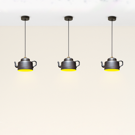 Matte Black Teapot Hanging Light: Quirky Kitchen Lighting matte black