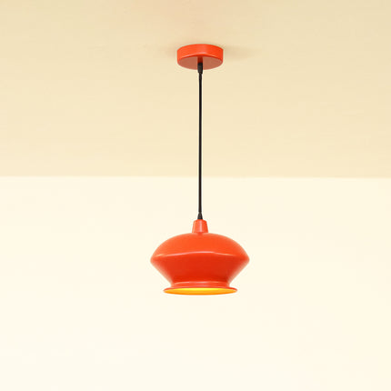 Red Metal Hanging Pendant Light: Bohemian Geometric Lamp Red