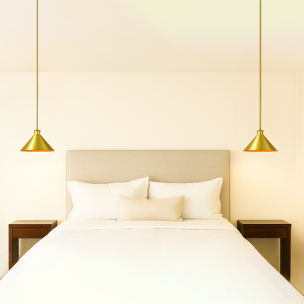 Golden Aluminum Pendant Light: Handmade Accent Lamp with Plug-In Cord golden