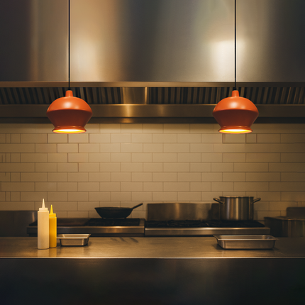 Red Metal Hanging Pendant Light: Bohemian Geometric Lamp Red