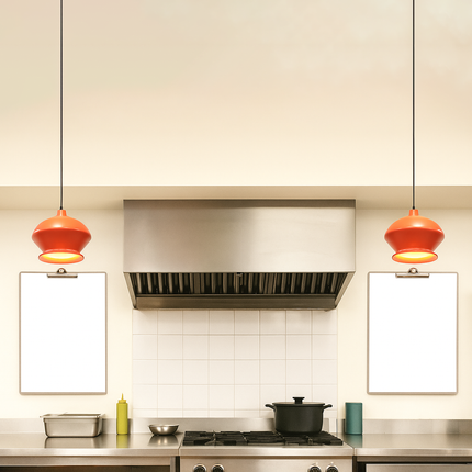 Red Metal Hanging Pendant Light: Bohemian Geometric Lamp Red