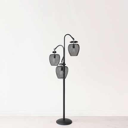 Apple Orchard Luxe Triple Mesh Floor Lamp – Artistic Industrial Elegance for Modern Interiors Matte black