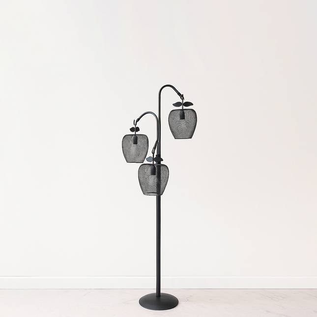 Apple Orchard Luxe Triple Mesh Floor Lamp – Artistic Industrial Elegance for Modern Interiors Matte black