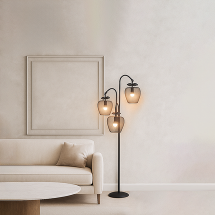 Apple Orchard Luxe Triple Mesh Floor Lamp – Artistic Industrial Elegance for Modern Interiors Matte black