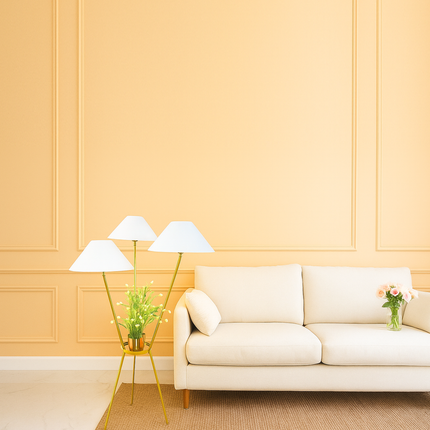 Golden Floor Lamp with Three Shades: Living Room Lighting matte black