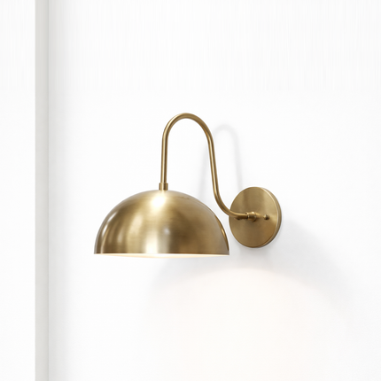 Luxury Curved Brass Dome Wall Sconce – Gooseneck Elegance for Modern Interiors