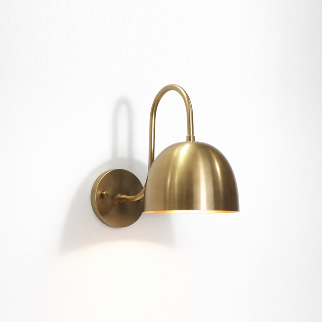 Antique Brass Half Dome Wall Light, Contemporary Metal Wall Sconce, Luxury Scandinavian Accent Lamp