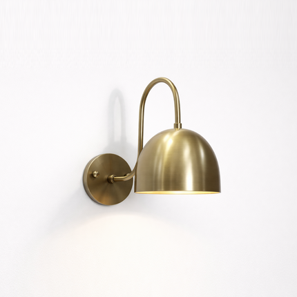 Antique Brass Half Dome Wall Light, Contemporary Metal Wall Sconce, Luxury Scandinavian Accent Lamp