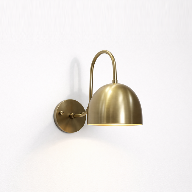 Antique Brass Half Dome Wall Light, Contemporary Metal Wall Sconce, Luxury Scandinavian Accent Lamp
