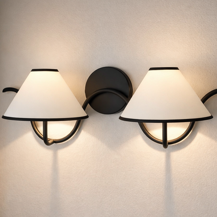 Wall Light Black Trim Twin Shade Sconce, High End Modern Wall Fixture, Scandinavian Designer Interior Lighting