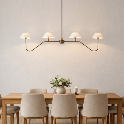Chandelier Light – Antique brass 4 Light Chandelier | Elegant Modern Ceiling Fixture for Dining Room and Living Space