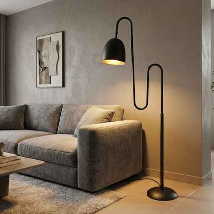 Floor Lamp in Matte Black, Modern Sculptural Standing Floor Lamp, Minimalist Reading, Lamp,Contemporary Living & Bedroom Modern Decoration