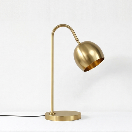 Table Lamp – Modern Gold Metal Reading Table Lamp with Adjustable Dome Shade | Minimal Desk and Study Accent Lighting