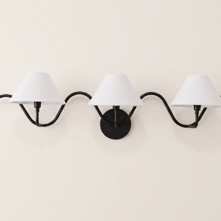 Wall Light – Modern Matte Black Triple Shade Wave Wall Sconce, Luxury Contemporary Bedroom & Living Room Designer Lighting Fixture