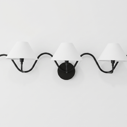 Wall Light – Modern Matte Black Triple Shade Wave Wall Sconce, Luxury Contemporary Bedroom & Living Room Designer Lighting Fixture