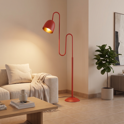 Floor Lamp with Modern Sculptural Standing Light,Bold Red Statement Lamp, Artistic Reading Lamp for Living Room Bedroom Decor home Item