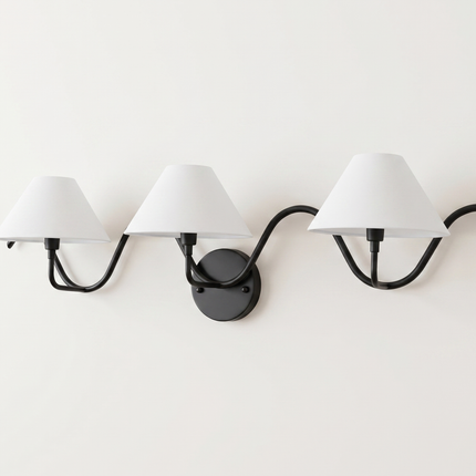 Wall Light – Modern Matte Black Triple Shade Wave Wall Sconce, Luxury Contemporary Bedroom & Living Room Designer Lighting Fixture