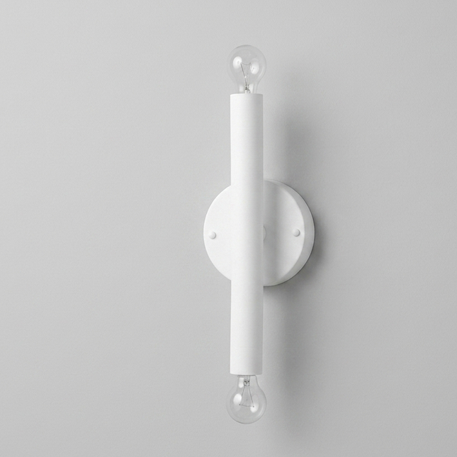 Wall Light Matte White Contemporary Cylinder Sconce, Elegant Scandinavian Double Globe Wall Fixture for Modern Luxury Interiors